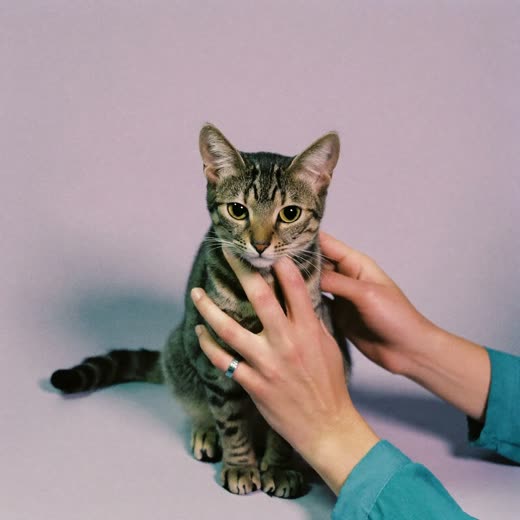A cat being gently brushed